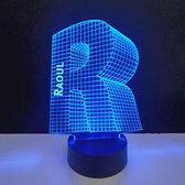 Lampe LED 3D - Lettre Prénom - Raoul