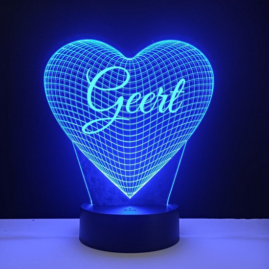 3D LED Lamp - Hart Met Naam - Geert