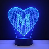 3D LED Lamp - Hart Met Letter - M