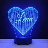 3D LED Lamp - Hart Met Naam - Lenn