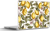 Laptop sticker - 15.6 inch - Patroon - Bloemen - Citroenen - Citrus - 36x27,5cm - Laptopstickers - Laptop skin - Cover