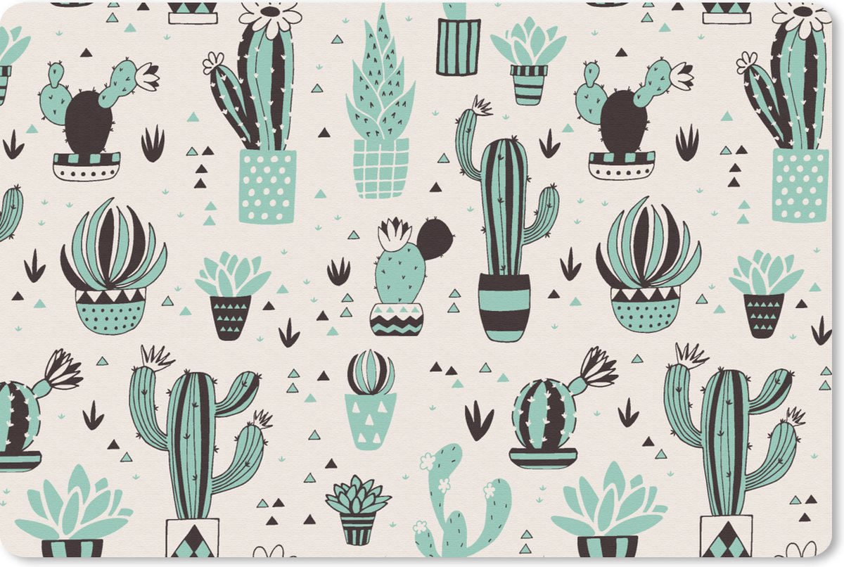 Muismat - Mousepad - Patroon - Cactus - Pot - 27x18 cm - Muismatten