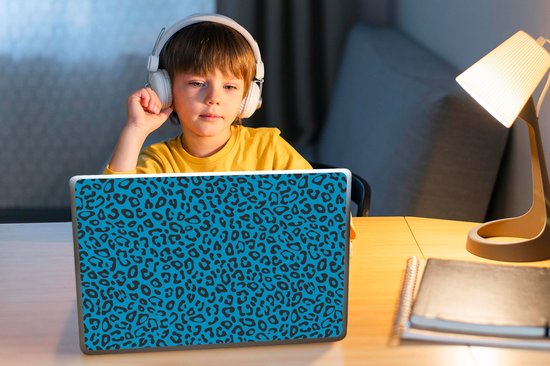 Autocollant pour ordinateur portable - 13,3 pouces - Imprimé panthère - Blauw - Design - Animaux - 31x22,5 cm - Autocollants pour ordinateur portable - Peau pour ordinateur portable - Couverture