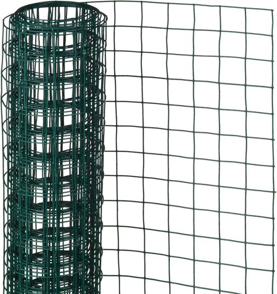 Tuinhek vierkant gaas groen - 50 x 250 cm - gegalvaniseerd staaldraad met UV bestendige coating - tuingaas