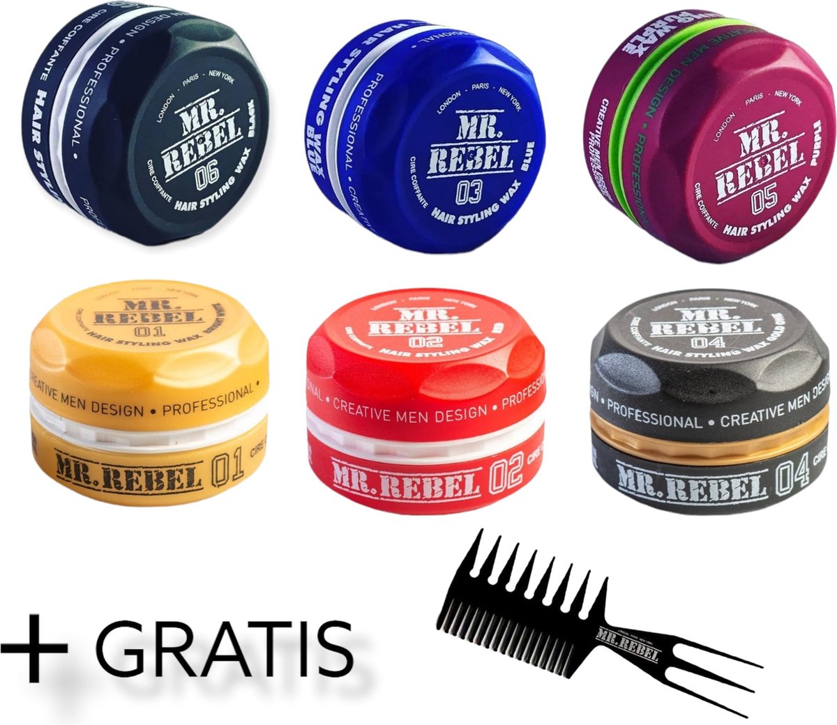 Haar Wax Mannen Haar Wax Hair Wax MR>REBEL Hair Styling Wax ( 6 Stuks + Een... bol