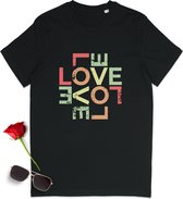 Love T Shirt - Vintage Love t-shirt - Love Tekst print opdruk - tShirt mannen - t Shirt vrouwen - Love Shirt Heren en Dames - Maten: S M L XL XXL XXXL - Shirt kleur: Zwart.