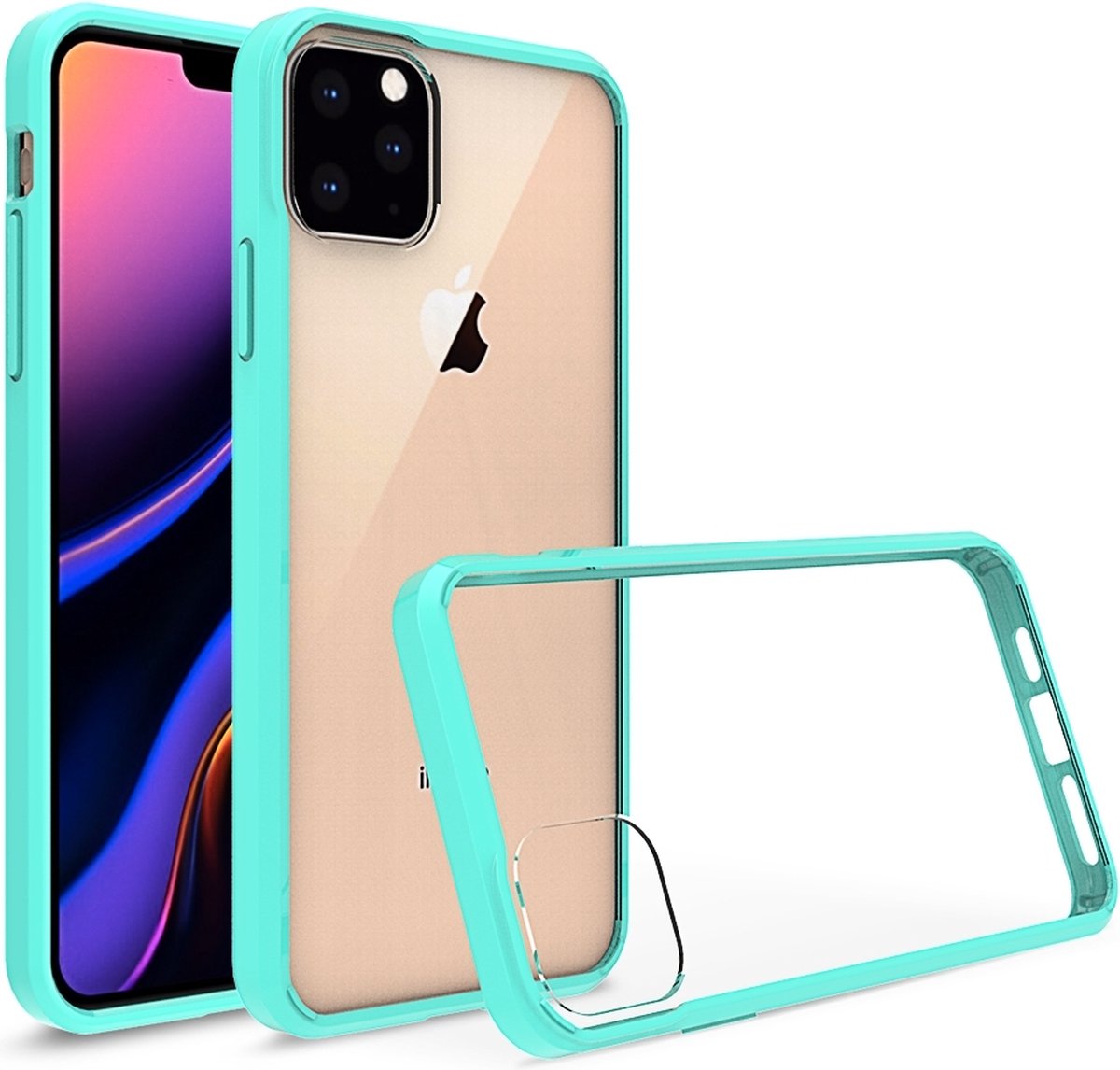 Mobigear Hoesje geschikt voor Apple iPhone 11 Pro Max Telefoonhoesje Hardcase | Mobigear Crystal Backcover | iPhone 11 Pro Max Case | Back Cover - Transparant / Turquoise