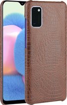 Mobigear Hoesje geschikt voor Samsung Galaxy A41 Telefoonhoesje Hardcase | Mobigear Croco Backcover | Galaxy A41 Case | Back Cover - Bruin