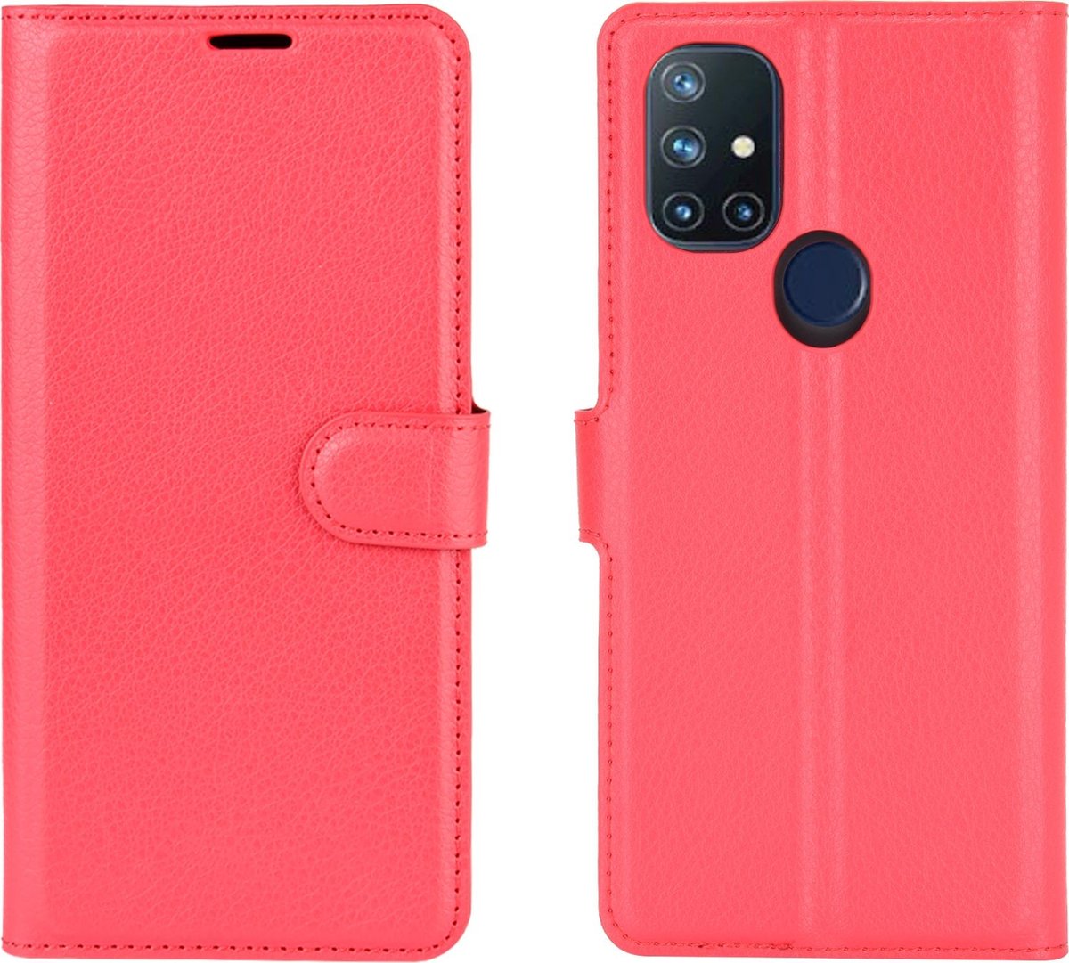 Mobigear Telefoonhoesje geschikt voor OnePlus Nord N10 5G Hoesje | Mobigear Classic Bookcase Portemonnee | Pasjeshouder voor 3 Pasjes | Telefoonhoesje voor Pinpas / OV Kaart / Rijbewijs - Rood