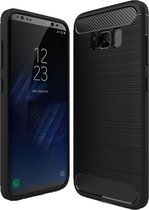 Mobigear Hoesje geschikt voor Samsung Galaxy S8 Telefoonhoesje Flexibel TPU | Mobigear Brushed Slim Backcover | Galaxy S8 Case | Back Cover - Zwart