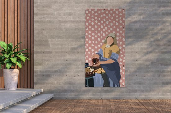 Affiche clôture Pastel - Melkmeisje - Pois - Maîtres anciens - 100x200 cm - Toile jardin