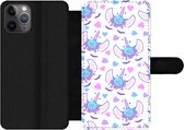 Bookcase Geschikt voor iPhone 11 Pro Max telefoonhoesje - Meiden - Unicorn - Bloemen - Patronen - Girl - Kids - Kinderen - Met vakjes - Wallet case met magneetsluiting