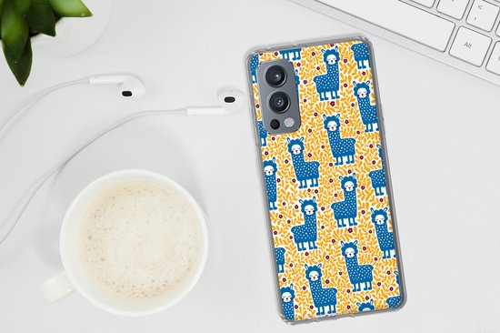 OnePlus Nord 2 5G - Filles - Lama - Plantes - Motifs - Fille - Kids - Enfants - Meiden - Coque de téléphone en Siliconen