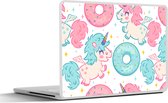 Laptop sticker - 13.3 inch - Eenhoorn - Donut - Baby - 31x22,5cm - Laptopstickers - Laptop skin - Cover