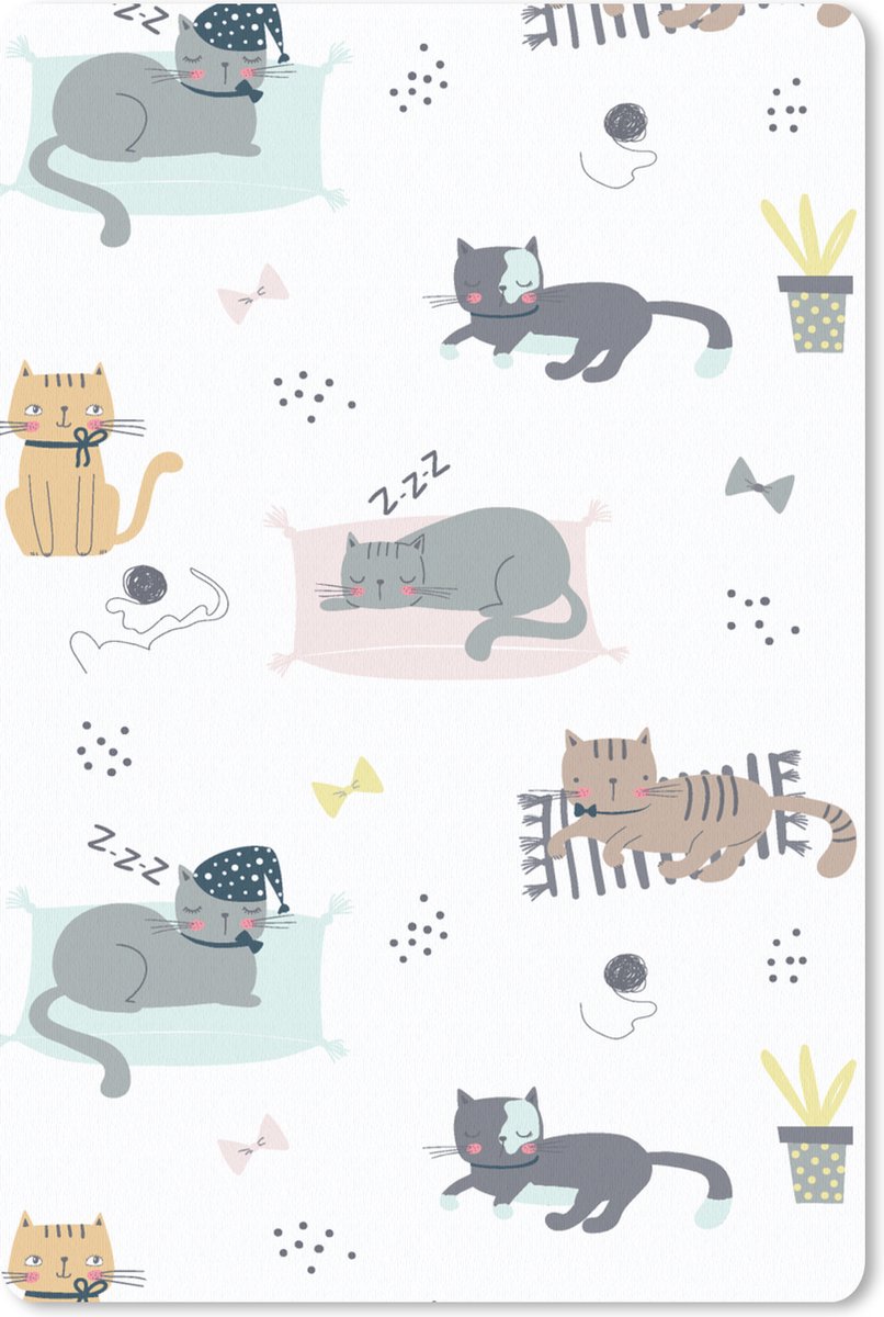 Muismat - Mousepad - Katten - Huisdieren - Patronen - 18x27 cm - Muismatten