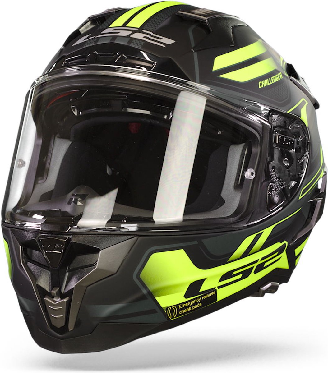 LS2 Helm Challenger Spin FF327 zwart / geel maat S