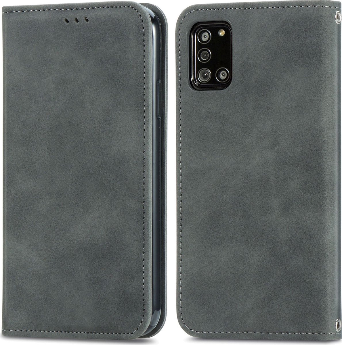 Mobigear Telefoonhoesje geschikt voor Samsung Galaxy A32 5G Hoesje | Mobigear Retro Slim Bookcase | Pasjeshouder voor 2 Pasjes | Telefoonhoesje voor Pinpas / OV Kaart / Rijbewijs - Grijs