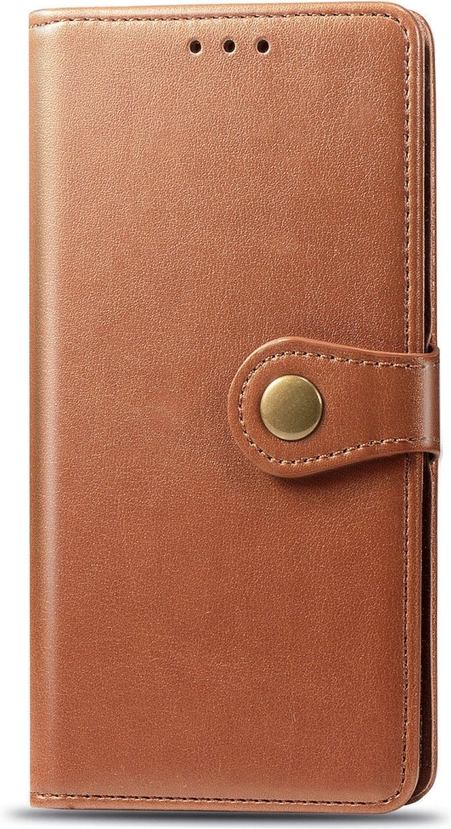 Mobigear Telefoonhoesje geschikt voor OPPO A9 (2020) Hoesje | Mobigear Snap Button Bookcase Portemonnee | Pasjeshouder voor 3 Pasjes | Telefoonhoesje voor Pinpas / OV Kaart / Rijbewijs - Cognac