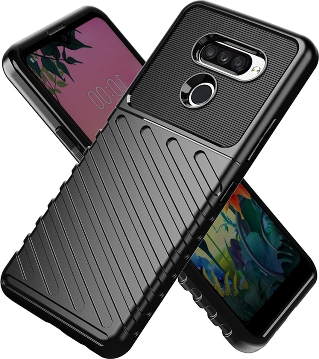 Mobigear Hoesje geschikt voor LG K50s Telefoonhoesje Flexibel TPU | Mobigear Groove Backcover | K50s Case | Back Cover - Groen