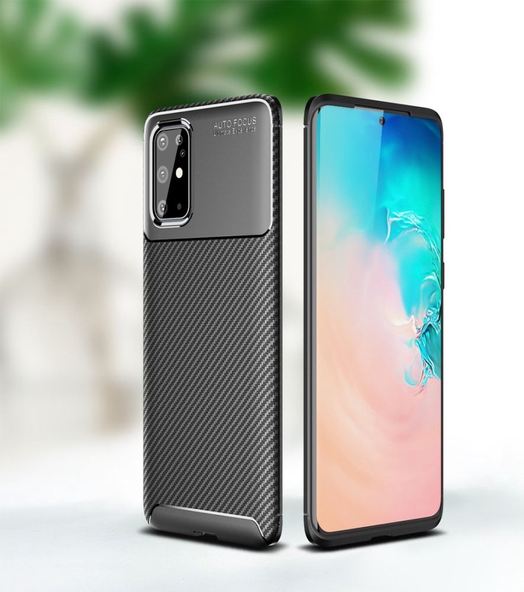 Mobigear Hoesje geschikt voor OPPO Reno 4 Telefoonhoesje Flexibel TPU | Mobigear Racing Backcover | Reno 4 Case | Back Cover - Zwart