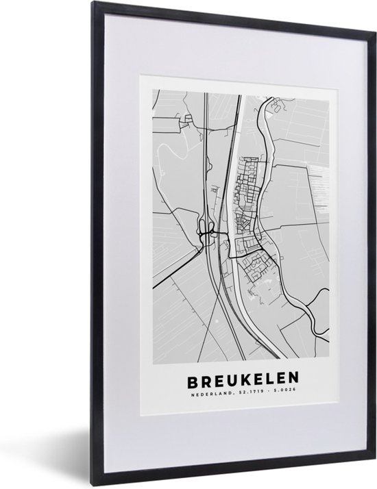 Fotolijst Incl Poster Zwart Wit Breukelen Plattegrond Zwart Wit Kaart Bol Com