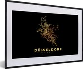 Fotolijst incl. Poster - Goud - Düsseldorf - Kaart - Stadskaart - Plattegrond - 60x40 cm - Posterlijst