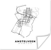 Poster Stadskaart – Zwart Wit - Kaart – Amstelveen – Nederland – Plattegrond - 100x100 cm XXL
