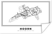 Poster Carte – Hoorn – Zwart Wit – Plan de Ville - Carte - Nederland - 180x120 cm XXL