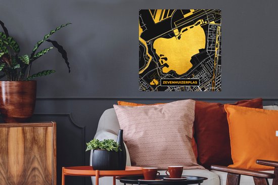 Poster Carte - Plan d'étage - Plan de la ville - Nederland - Zevenhuizerplas - 50x50 cm