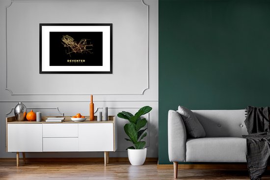 Cadre photo avec affiche - Deventer - Plan de la ville - Carte - Carte - Nederland - 90x60 cm - Cadre pour affiche