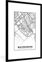 Cadre photo avec affiche Zwart Wit- Wateringen - Plan de la ville - Zwart Wit - Carte - Pays- Nederland - Carte - 80x120 cm - Cadre pour affiche