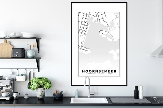 Fotolijst incl. Poster - Groningen - Plattegrond - Stadskaart - Kaart - Hoornsemeer - 80x120 cm - Posterlijst