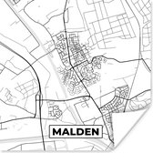 Poster Malden - Plattegrond - Stadskaart - Kaart - Nederland - Zwart Wit - 50x50 cm