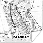 Poster Zaandam - Stadskaart - Zwart Wit - Plattegrond - Kaart - 100x100 cm XXL