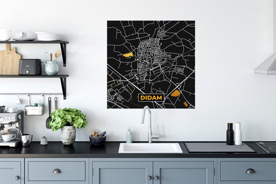Poster Carte - Or - Carte - Didam - Plan de la ville - 75x75 cm