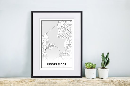 Cadre photo avec affiche - IJsselmeer - Carte - Carte - Plan de la ville - Nederland - 30x40 cm - Cadre pour affiche