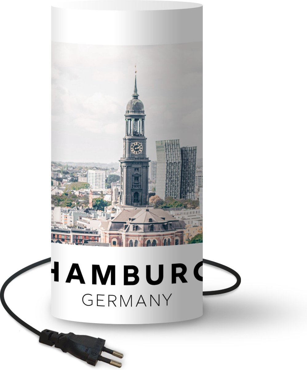 Lamp - Nachtlampje - Tafellamp slaapkamer - Duitsland - Hamburg - Huizen - 33 cm hoog - Ø15.9 cm - Inclusief LED lamp