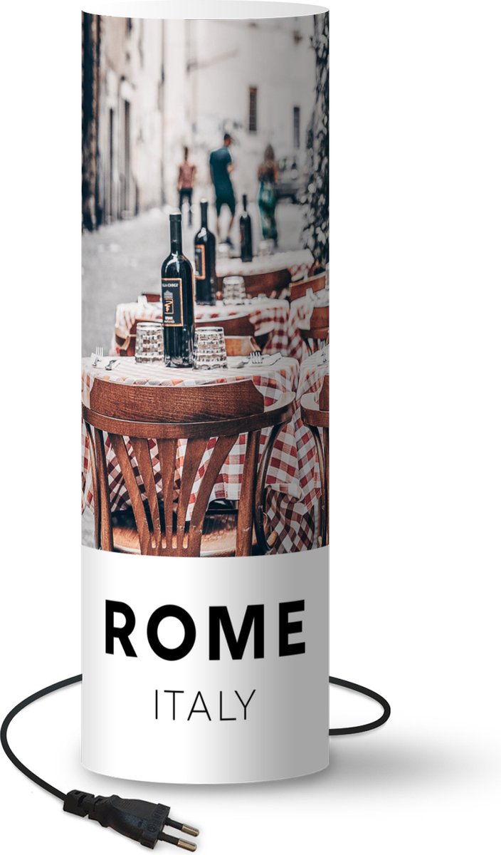 Lamp - Nachtlampje - Tafellamp slaapkamer - Italië - Rome - Restaurant - 60 cm hoog - Ø19.1 cm - Inclusief LED lamp