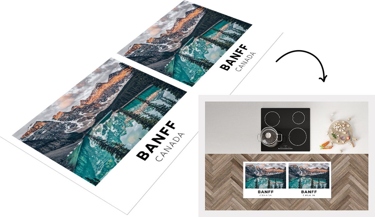 KitchenYeah Keukenloper - Loper keuken - Canada - Natuur - Water - Bergen - 120x50 cm - Keukenloper vinyl Multicolor