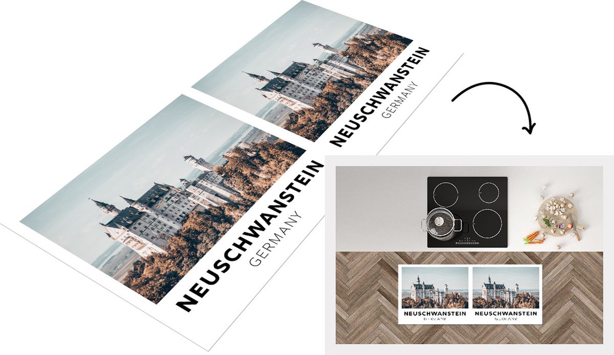 KitchenYeah Keukenloper - Loper keuken - Duitsland - Architectuur - Kasteel - 120x50 cm - Keukenloper vinyl Multicolor