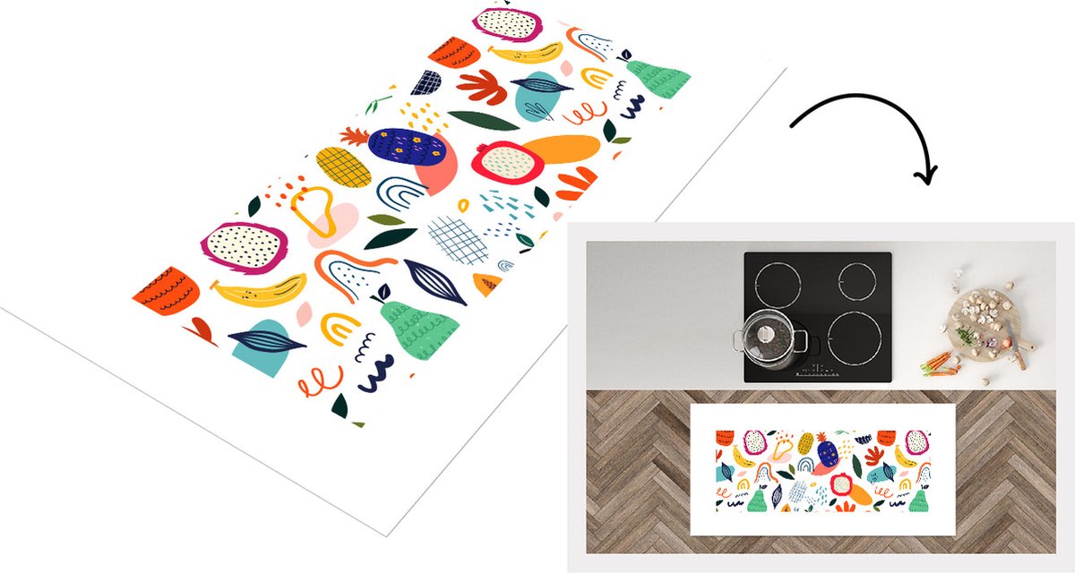 KitchenYeah Keukenloper - Loper keuken - Fruit - Patroon - Ananas - Tropisch - 120x60 cm - Keukenloper vinyl Multicolor