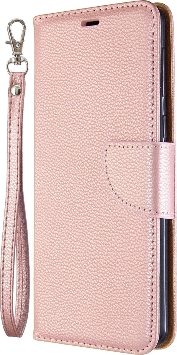 Mobigear Telefoonhoesje geschikt voor Samsung Galaxy A21 Hoesje | Mobigear Excellent Bookcase Portemonnee | Pasjeshouder voor 2 Pasjes | Telefoonhoesje voor Pinpas / OV Kaart / Rijbewijs - Roségoud
