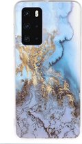 Mobigear Hoesje geschikt voor Huawei P40 Telefoonhoesje Flexibel TPU | Mobigear Marble Backcover | P40 Case | Back Cover - Blauw