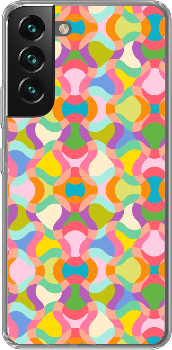 Telefoonhoesje Geschikt voor Samsung Galaxy S22 hoesje - Design - Abstract - Kleuren - Retro - Siliconen Telefoonhoesje Telefoonhoesje