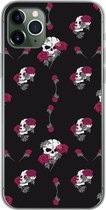 Geschikt voor iPhone 11 Pro Max hoesje - Meiden - Skull - Rozen - Patronen - Girl - Kids - Kinderen - Meisje - Siliconen Telefoonhoesje