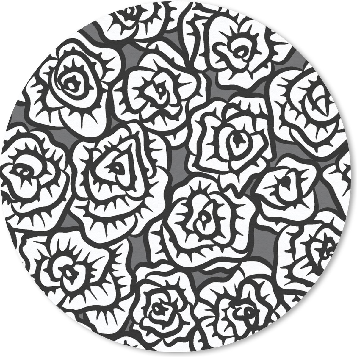 Muismat rond 40x40 cm - Mousepad Meiden - Rozen - Patronen - Girl - Kids - Kinderen - Kindje - Ronde muismatten