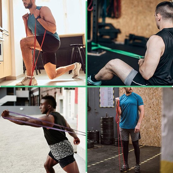 URBANKR8 - Professionele Fitnessbanden 5 stuks weerstandsbanden - elastische 100% natuurlijk latex