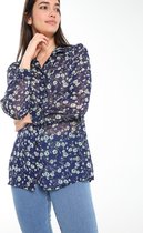 Cassis Dames Een hemd in transparante voile met kleine bloemetjes - Outdoorblouse - Maat 38