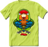 Lekkerbek papegaai T-Shirt Grappig | Dieren vogel agapornis Kleding Kado Heren / Dames | Fastfood Cadeau shirt - Groen - XXL