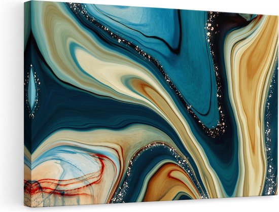 Artaza Canvas Schilderij Abstracte Kunst- Verschillende Kleuren Marmer - 90x60 - Foto Op Canvas - Canvas Print - Muurdecoratie